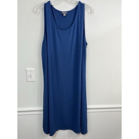 J Jill Women's Dress Maxi Sleeveless Sundress Stretch Blue Plus 2X Cottagecore - Picture 1 of 7